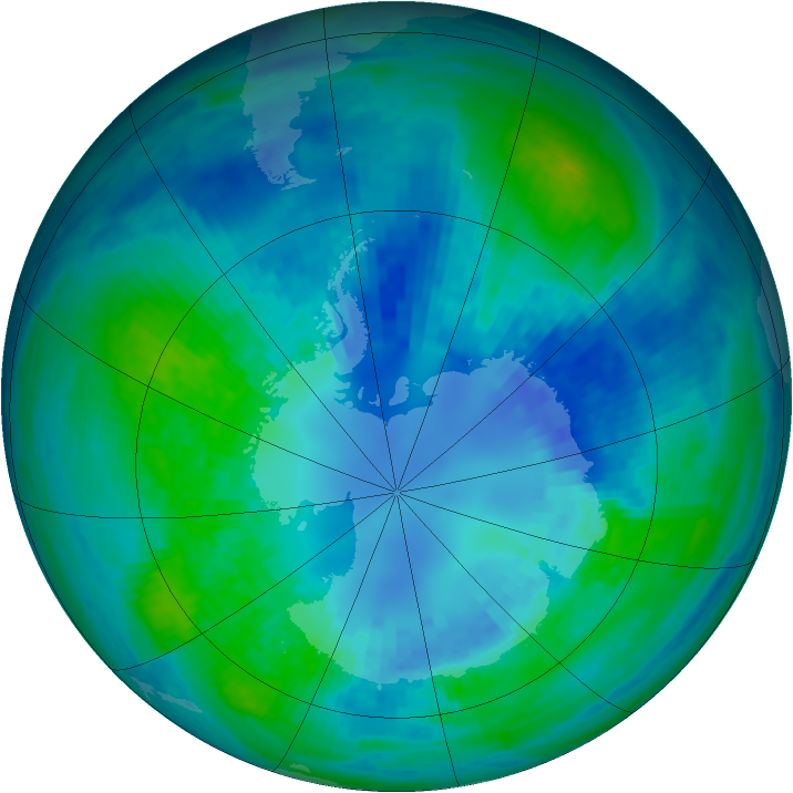 Antarctic ozone map for 14 April 2002